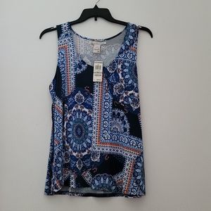 Patchwork Print Racerback Tank Top